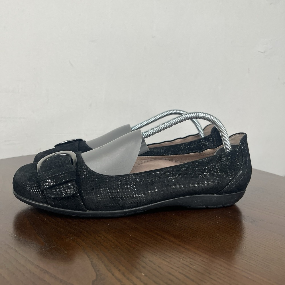 Abeo Bio System Trina Women's 8.5N Black Leather Comfort‎ Bow Flat Loafer Shoes